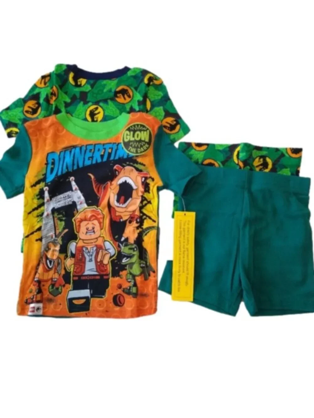 Lego x Jurassic World Dinosaurs 4-piece Pajamas Set Glow in the dark, Size 4